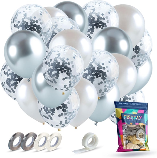 Zilveren ballonnen versiering voor feest 25 jaar huwelijk