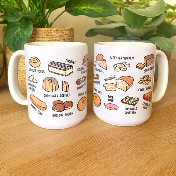 Bekers met typisch Hollandse lekkernijen aan schoonmoeder cadeau geven